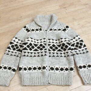 Vintage Wool Cowichan XL Men's Zip Up Circa 50s-60s Authentic Handknit